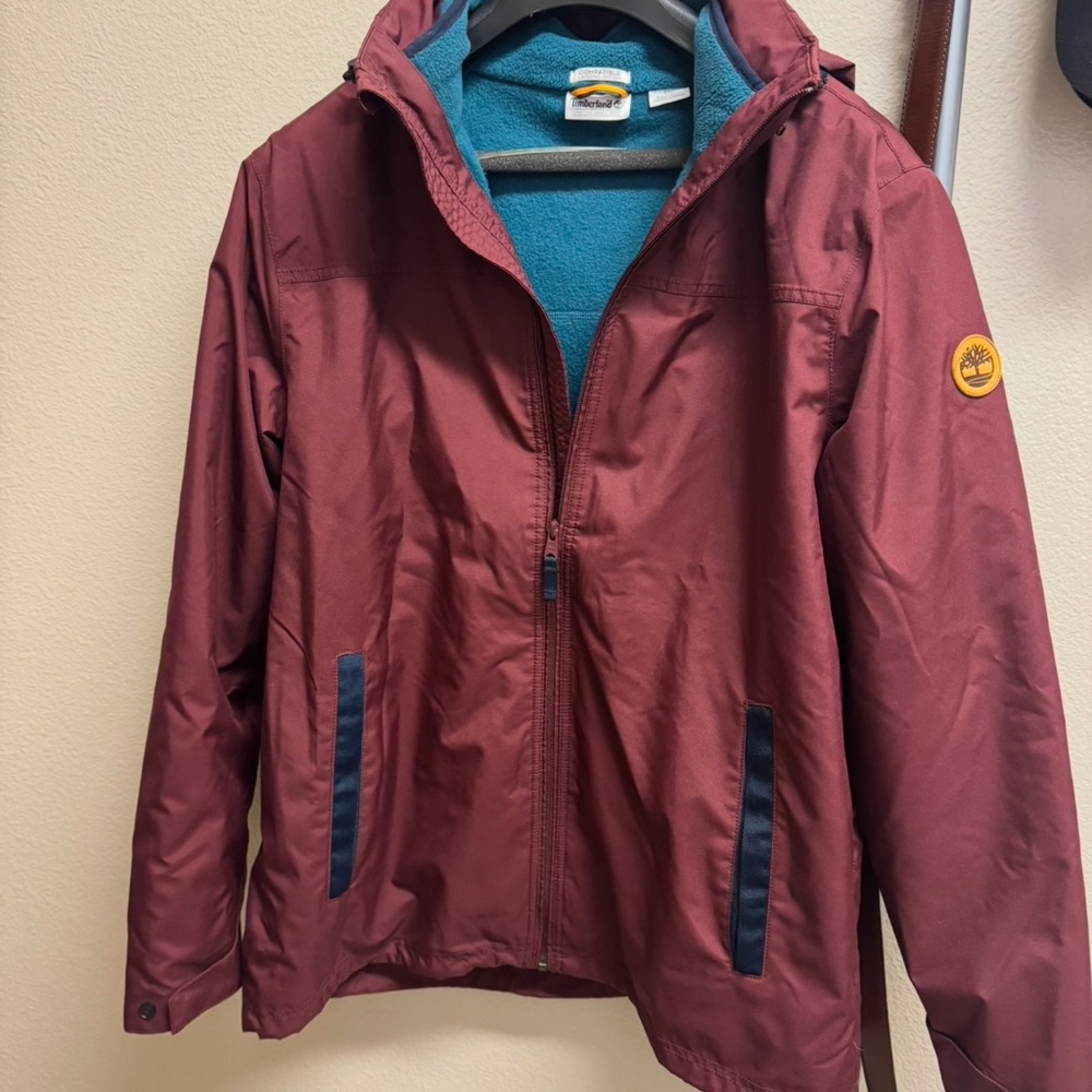 Timberland Burgundy Jacket with Teal Lining